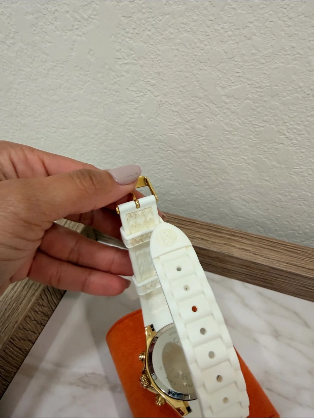 Michele Tahitian White and Gold Chronograph Watch - Multicolor Numerals